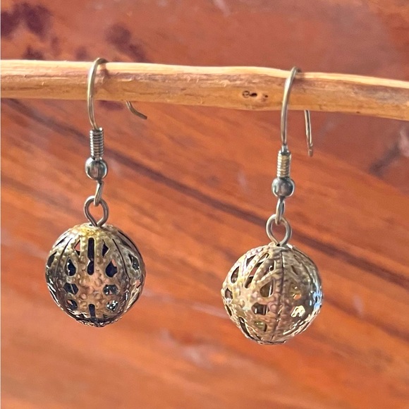 Jewelry Unique Filigree French Wire Ball Dangle Earrings Antique Brass Poshmark